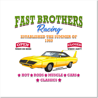 Fast Brothers Racing Muscle Car Hot Rod Racing Novelty Gift Posters and Art